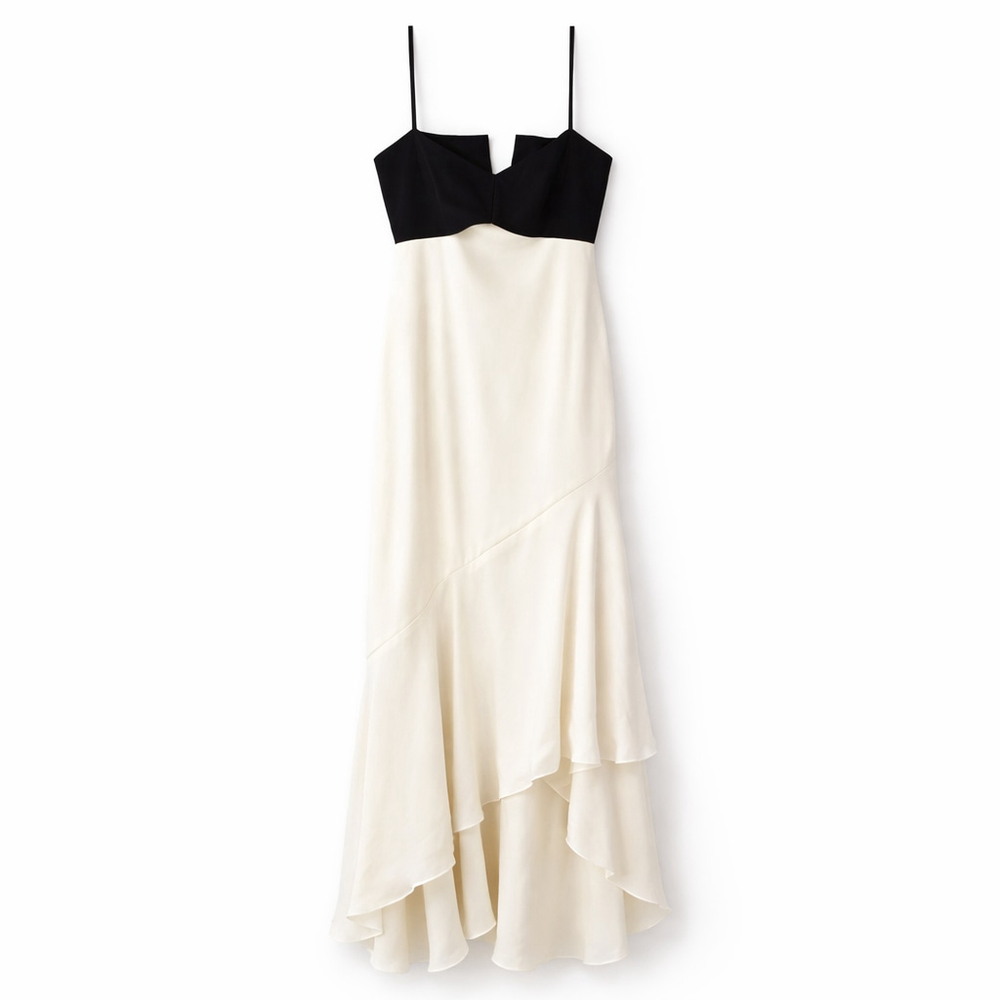 NWT Jill Jill Stuart Black & Ivory Colorblock Maxi Dress Size 10 Formal Cocktail - Picture 2 of 10